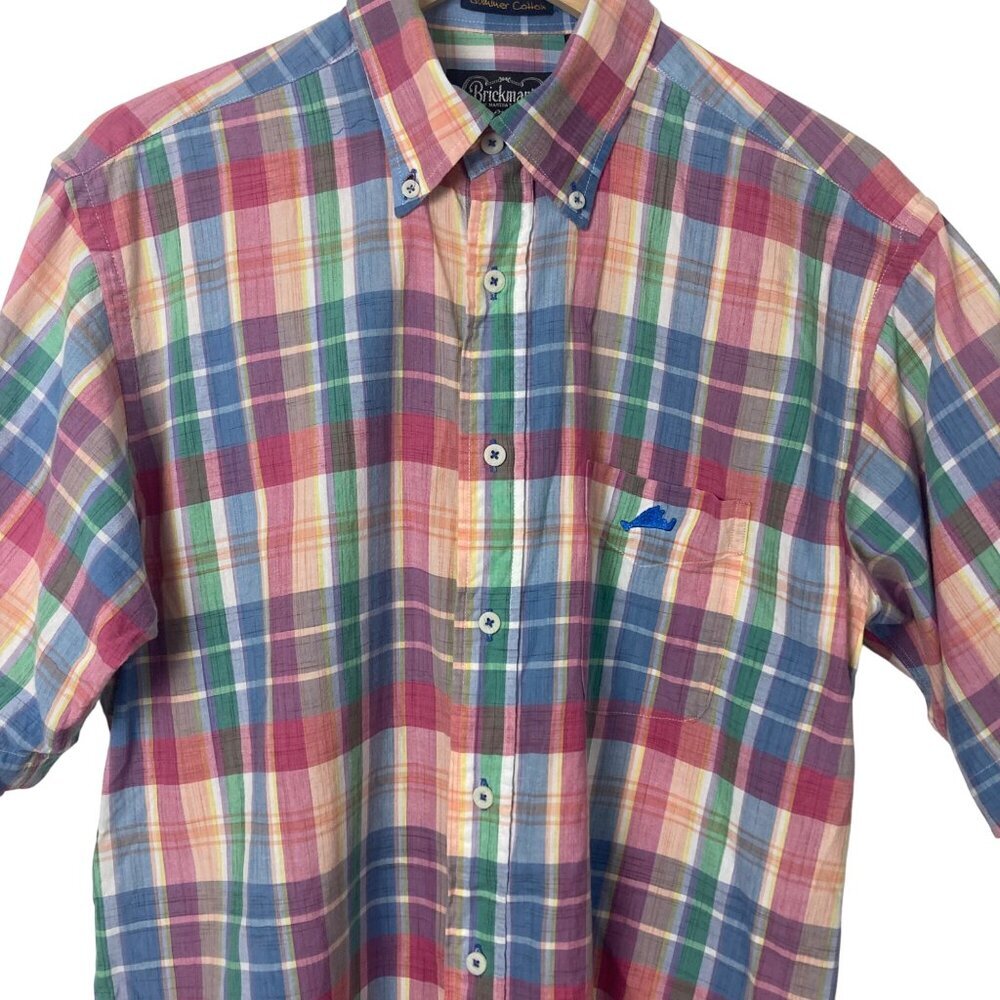 Vintage Brickmans Of Marthas Vineyard Plaid Shirt Mens Medium Short Sleeve